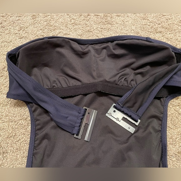 J.Crew navy blue back cutout strapless swimsuit - Picture 6 of 12